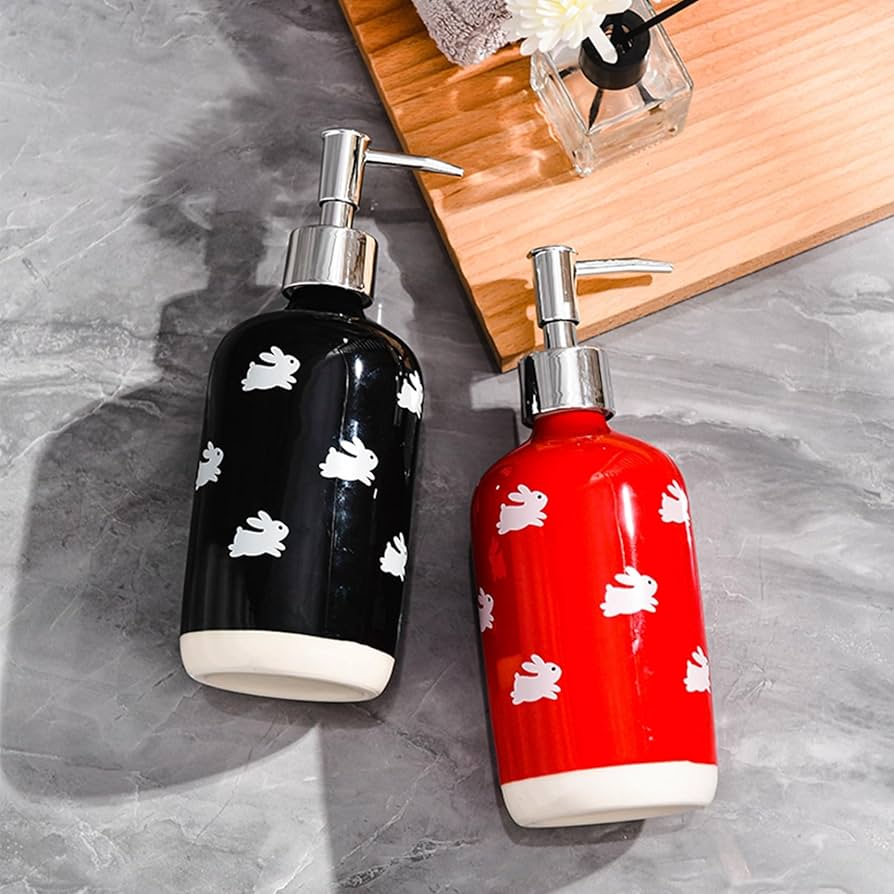 うさぎ ソープディスペンサー かわいい 詰め替えボトル陶器 ハンドソープボトル Amazon｜手動ディスペンサー 液タイプ ローションボトル ソープ